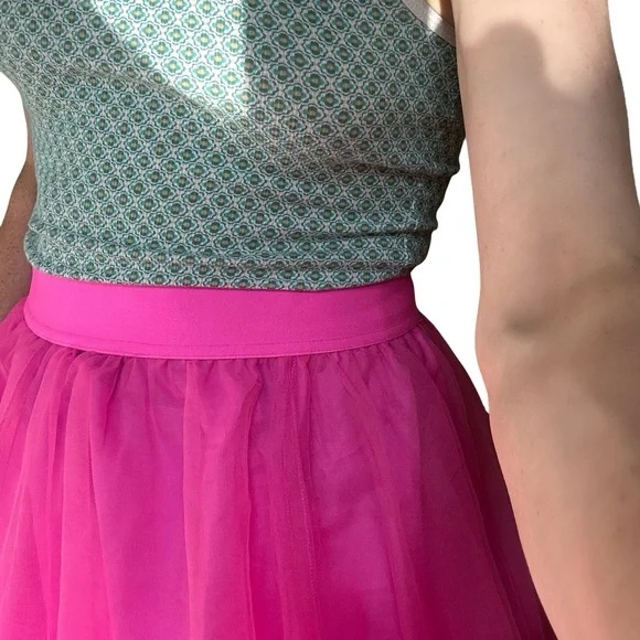 Hot Pink Tulle Flowy Midi Skirt - Picture 6 of 6